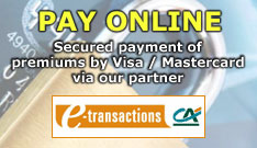 Pay Online : secured payment of premiums by Visa / Mastercard by our partner